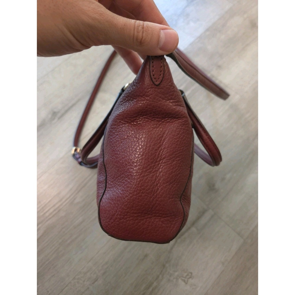 Coach Mini Kelsey Satchel Purse Small Burgundy Pebbled Leather Bag - Picture 8 of 16